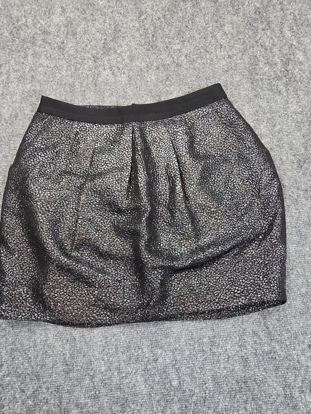 Leifsdottir Anthropologie Mini Skirt Womens 6 Black Metallic Gold Party Cocktail